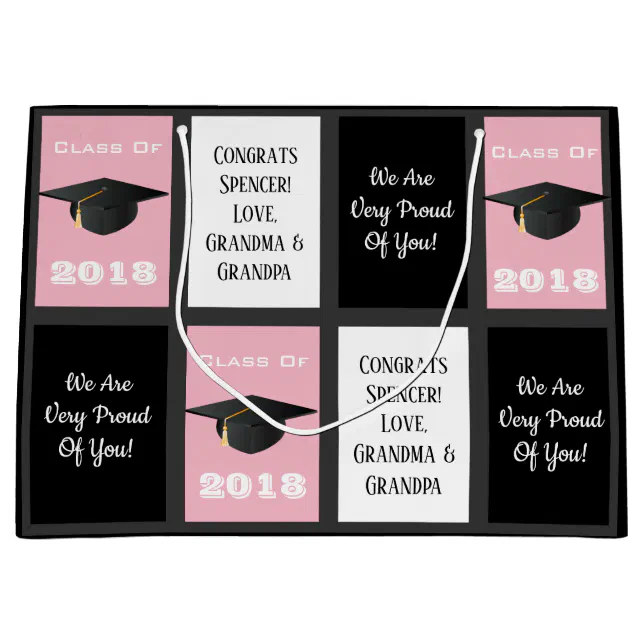 Customizable Graduation Pink Large Gift Bag | Zazzle
