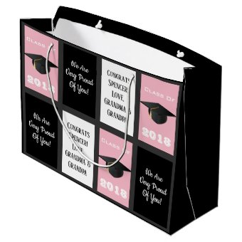 Customizable Graduation Pink Large Gift Bag | Zazzle
