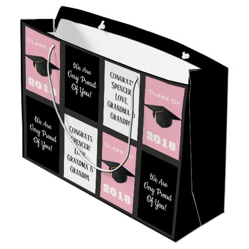 Customizable Graduation Pink Large Gift Bag | Zazzle