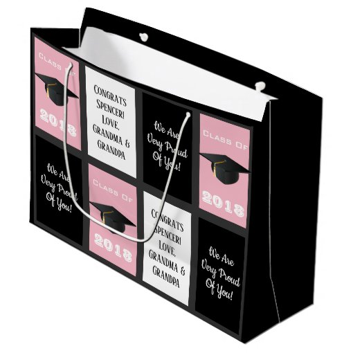 Customizable Graduation Pink Large Gift Bag | Zazzle