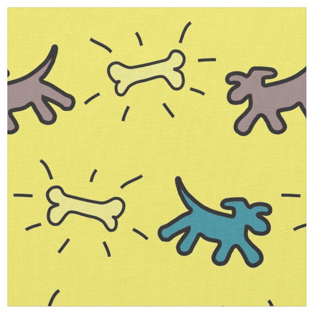 Customizable Graffiti Style Blue Dog Bone Y Fabric (Close Up)