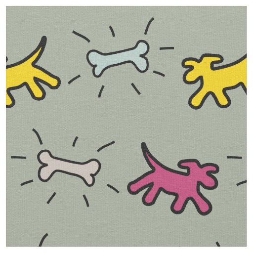 Customizable Graffiti Style Dog Bone Grey Fabric