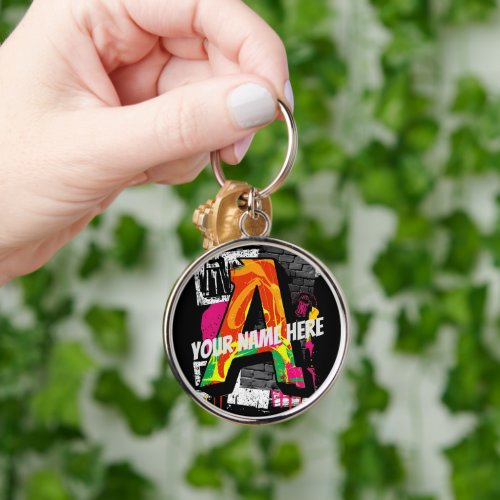 Customizable Graffiti Style Letter A Graphic Keychain