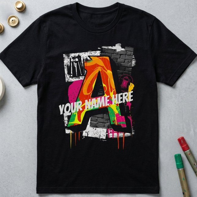 Customizable Graffiti Style Letter "A" Graphic T-Shirt (Creator Uploaded)