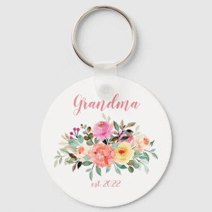 CUSTOMIZABLE Grandma Date - First time Grandma Keychain