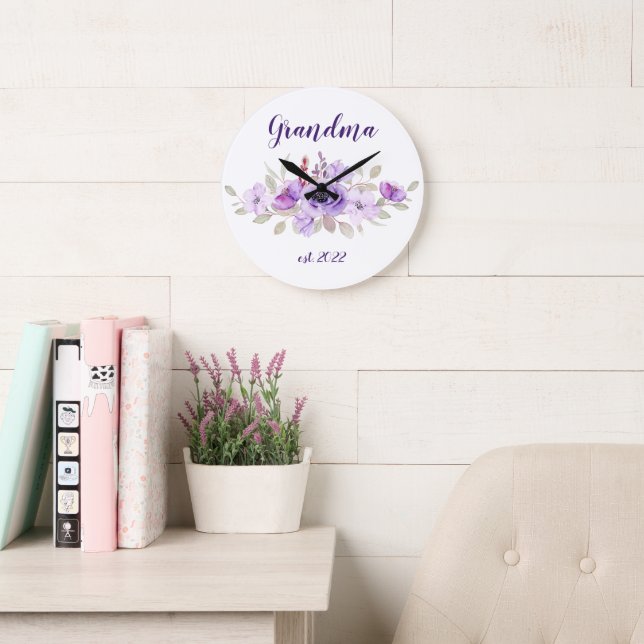 CUSTOMIZABLE Grandma Date - First time Grandma Large Clock (Reading Room)