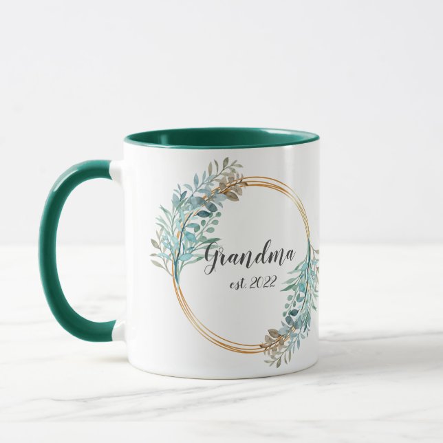 CUSTOMIZABLE Grandma Date - First time Grandma Two Mug (Left)