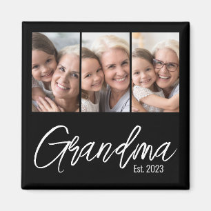 Customizable Grandma Established Year 3 Photo Magnet