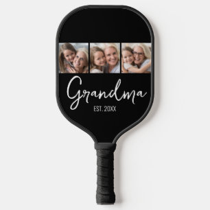 Customizable Grandma Established Year 3 Photo Pickleball Paddle