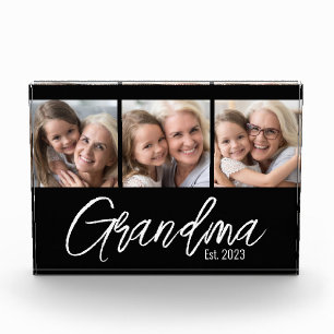 Customizable Grandma Established Year 3 Picture Photo Block