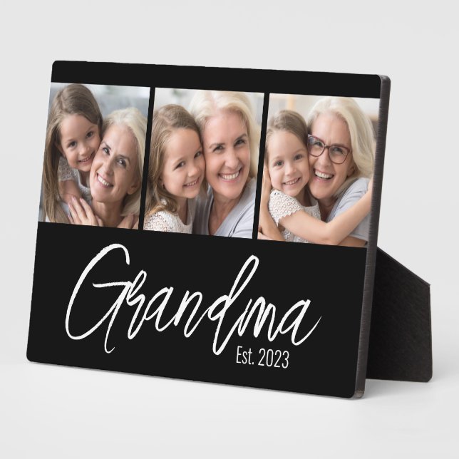 Customizable Grandma Established Year 3 Picture Plaque (Side)