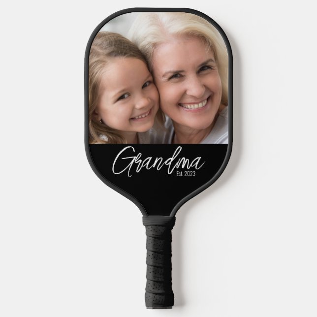 Customizable Grandma Established Year Photo Carbon Fiber Pickleball Paddle (Front)