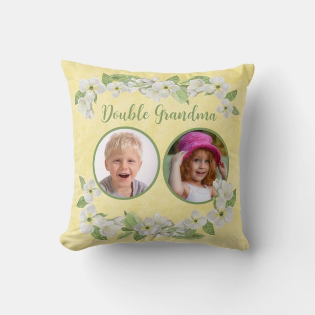 Customizable Grandma of 2 Throw Pillow (Front)