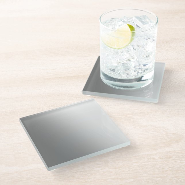Customizable Gray and White Gradient Glass Coaster (Angled)