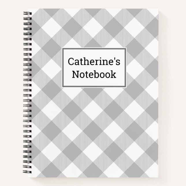 Customizable Gray Buffalo Plaid Notebook (Front)