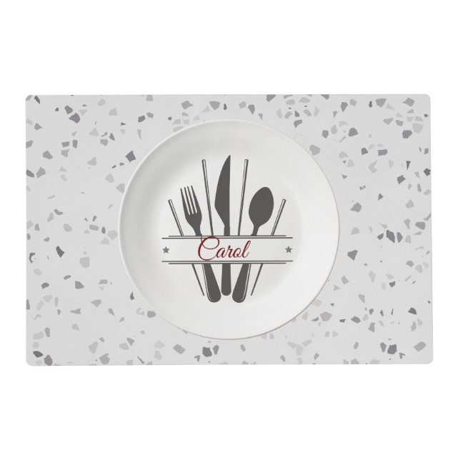 Customizable Gray Granite Elegance Placemat  (Front)