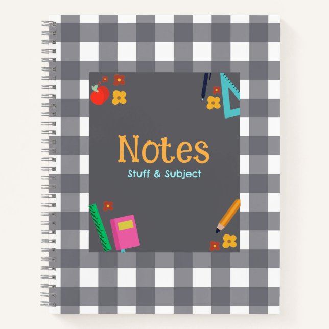 Customizable Gray Plaid Notebook (Front)