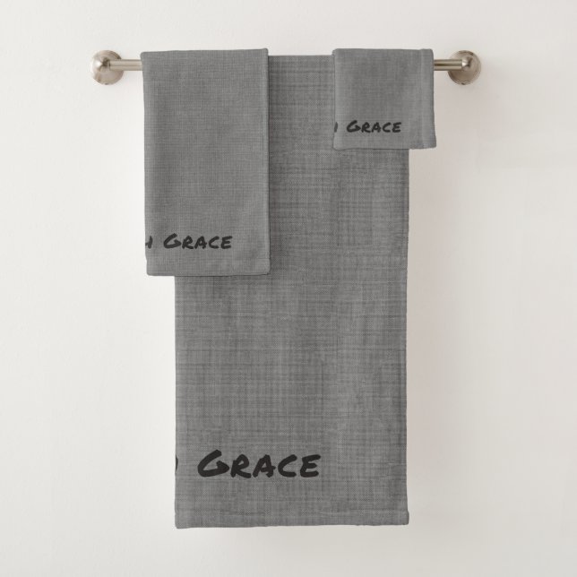 Customizable Gray Towel Set (Insitu)