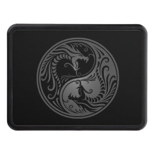 Customizable Gray Yin Yang Dragons Tow Hitch Cover