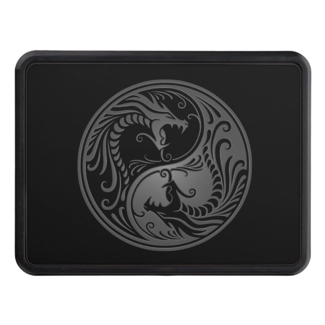 Customizable Gray Yin Yang Dragons Tow Hitch Cover (Front)
