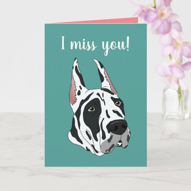 Customizable Great Dane Missing You Card (Orchid)