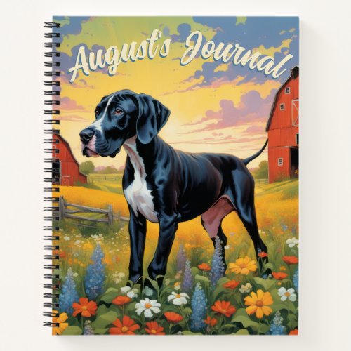  Customizable Great Dane on a Flowery Farm journal