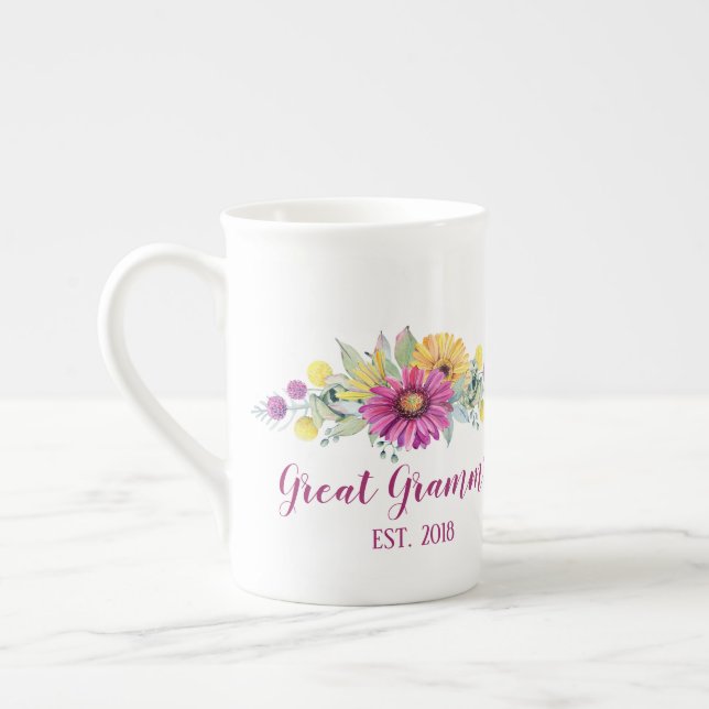 CUSTOMIZABLE Great Grandma, Mamaw, Grams, etc... Bone China Mug (Left)