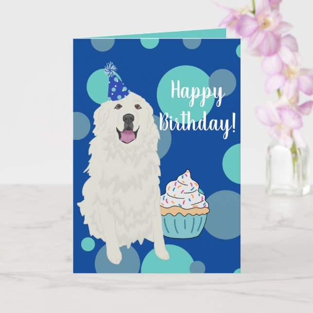 Customizable Great Pyrenees  Birthday Card (Orchid)
