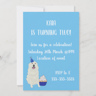 Customizable Great Pyrenees  Birthday Invitation