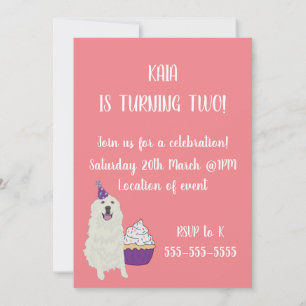 Customizable Great Pyrenees  Birthday  Invitation