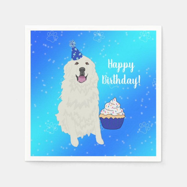 Customizable Great Pyrenees Birthday Napkins (Front)