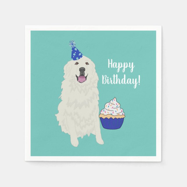 Customizable Great Pyrenees Birthday Napkins (Front)