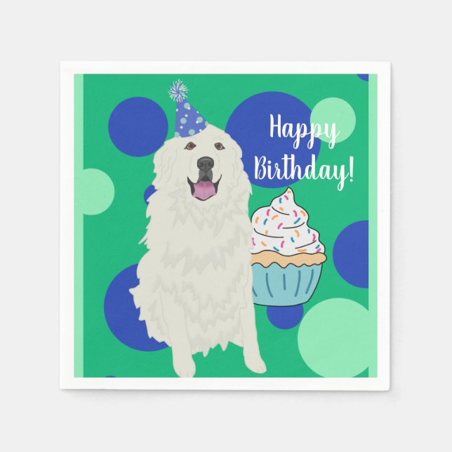 Customizable Great Pyrenees  Birthday Napkins (Front)