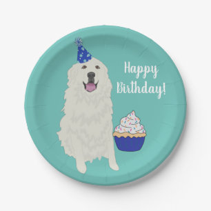 Customizable Great Pyrenees Birthday  Paper Plate