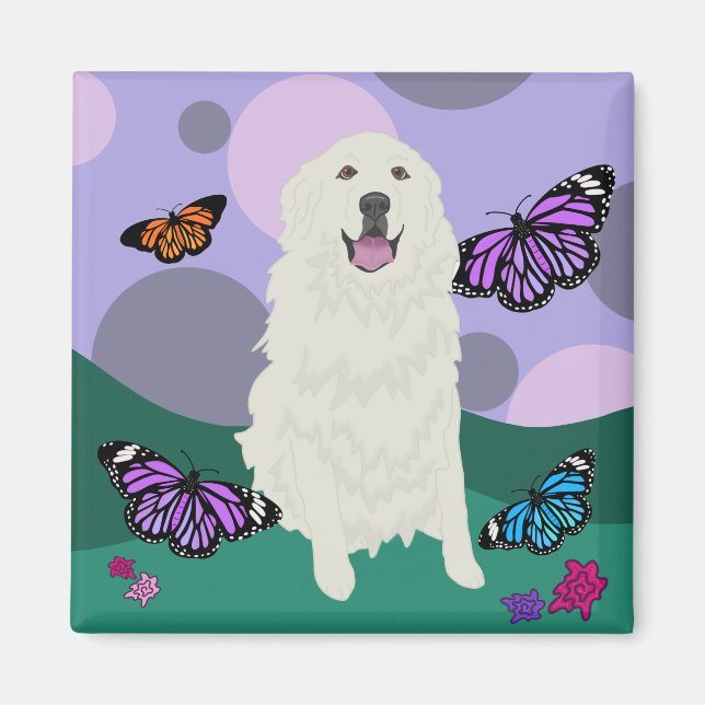 Customizable Great Pyrenees Butterfly  Magnet (Front)