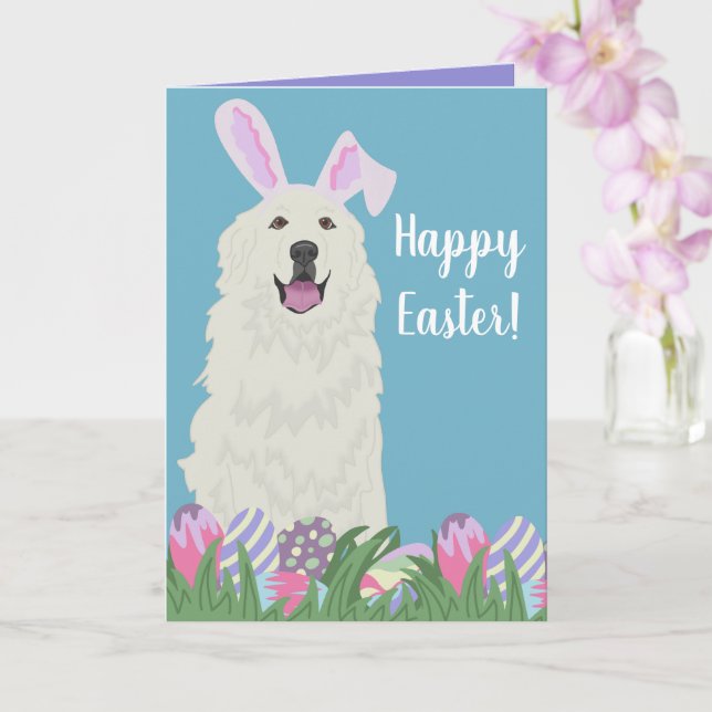 Customizable Great Pyrenees Easter Card (Orchid)