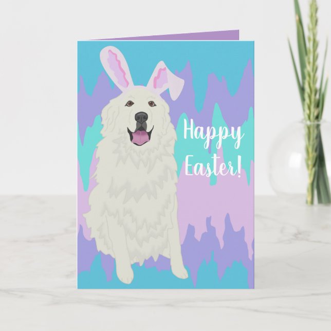 Customizable Great Pyrenees Easter  Card (Front)