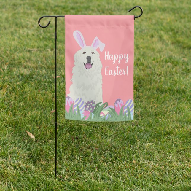 Customizable Great Pyrenees Easter Garden Flag (In SItu)