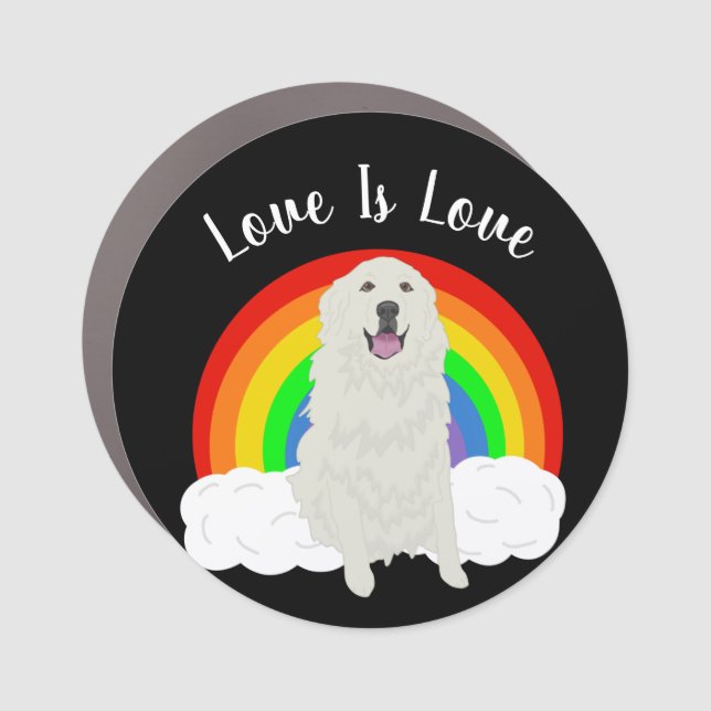 Customizable Great Pyrenees Gay Pride Car Magnet (Front)