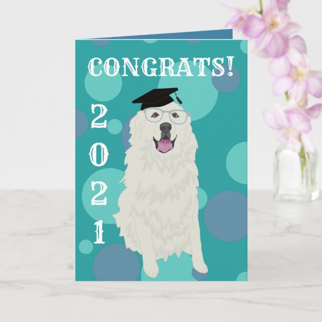 Customizable Great Pyrenees Graduation  Card (Orchid)