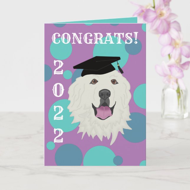 Customizable Great Pyrenees Graduation Card (Orchid)