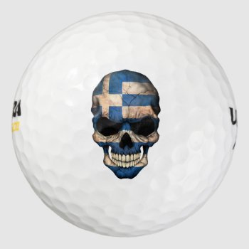 Customizable Greek Flag Skull Golf Balls by UniqueFlags at Zazzle