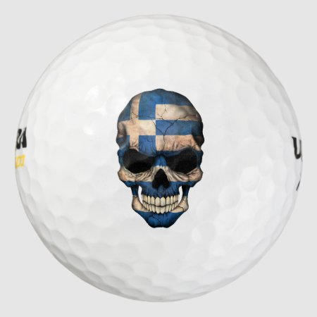 Customizable Greek Flag Skull Golf Balls