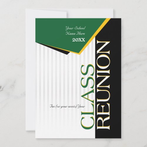 Customizable Green and Gold Class Reunion Custom Announcements