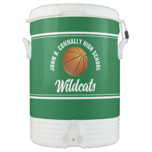 Customizable Green Basketball Team Beverage Cooler