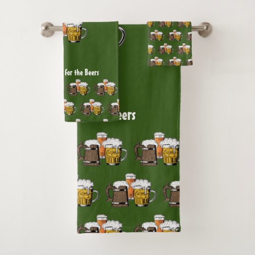 Customizable Green Beers Bath Towel Set