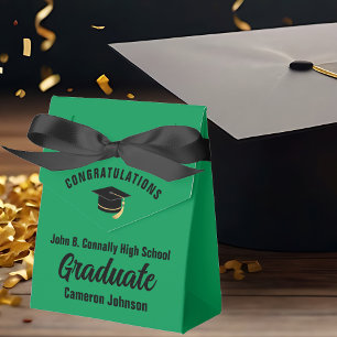 Customizable Green Black Graduation Party Favor Boxes
