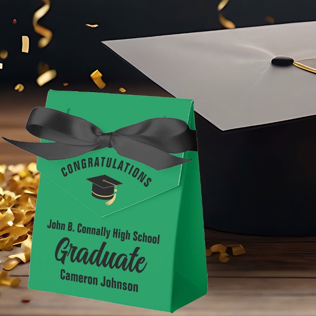 Customizable Green Black Graduation Party Favor Boxes (Creator Uploaded)