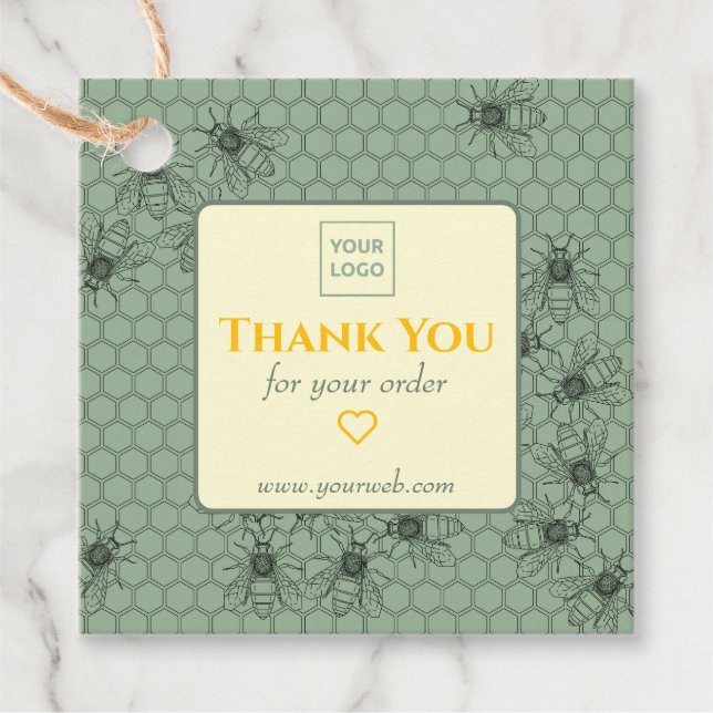 Customizable Green Business Thank You Tag (Front)