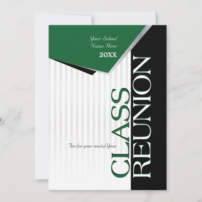 Customizable Green Class Reunion Invitation (Front)